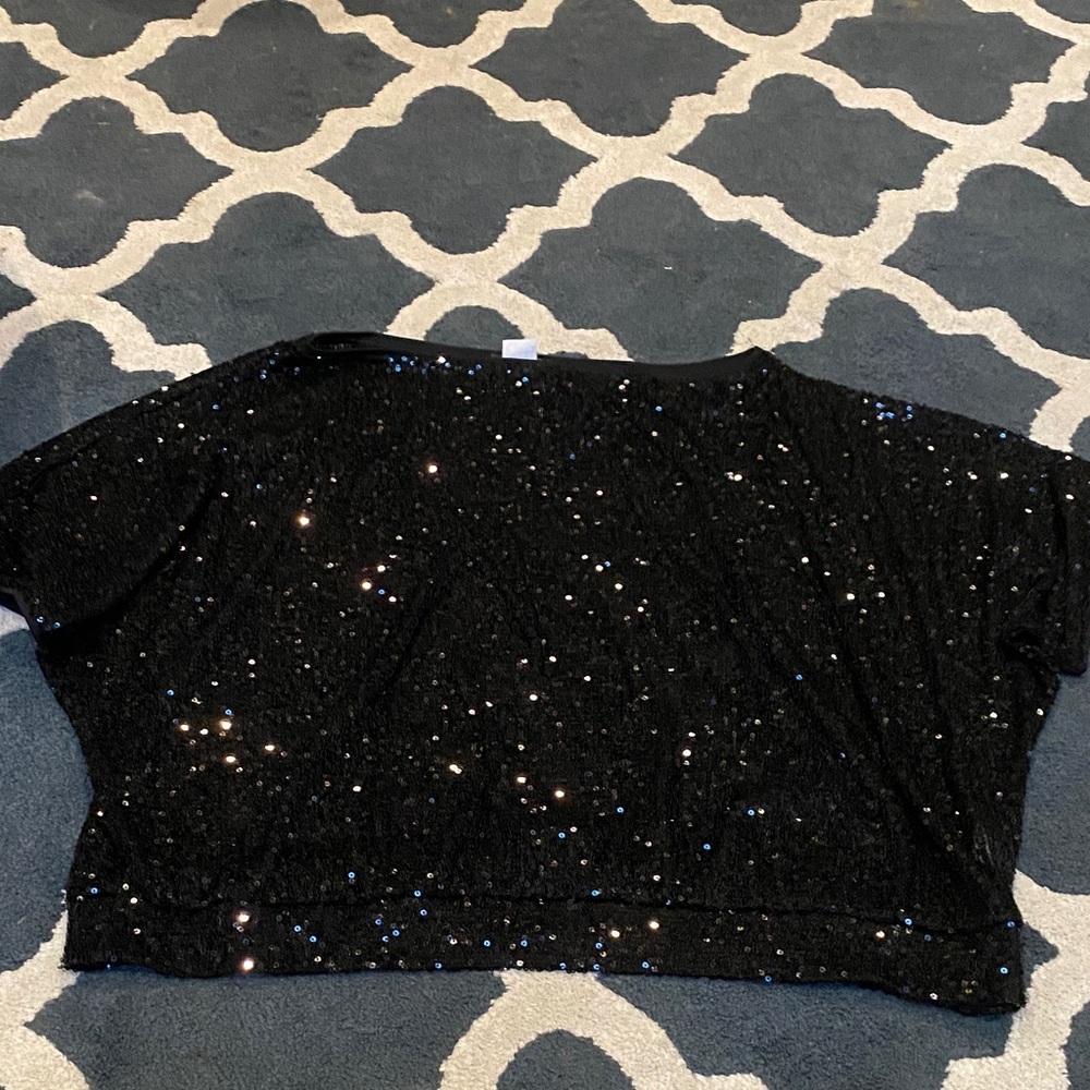 VENUS Black Sequin Crop Top